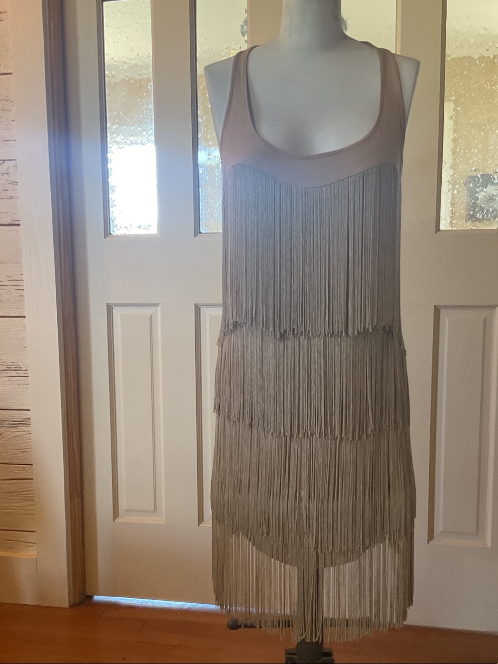 Tan Fringe Racerback Dress